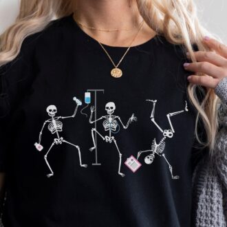 Spooky Skeleton Nurse T-shirt Funny Halloween Gift for Healthcare Workers
