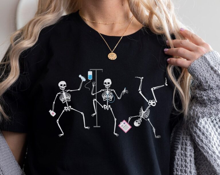 Spooky Skeleton Nurse T-shirt, Funny Halloween Gift for Healthcare Workers