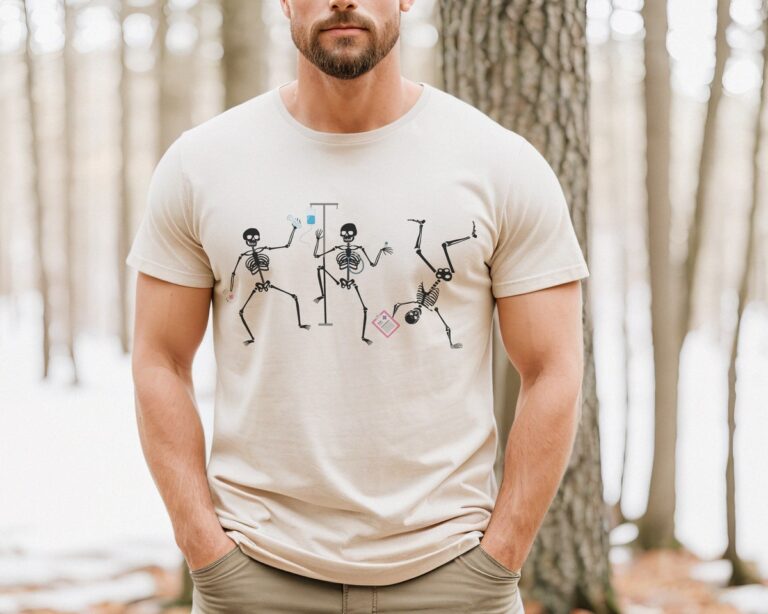 Spooky Skeleton Nurse T-shirt, Funny Halloween Gift for Healthcare Workers