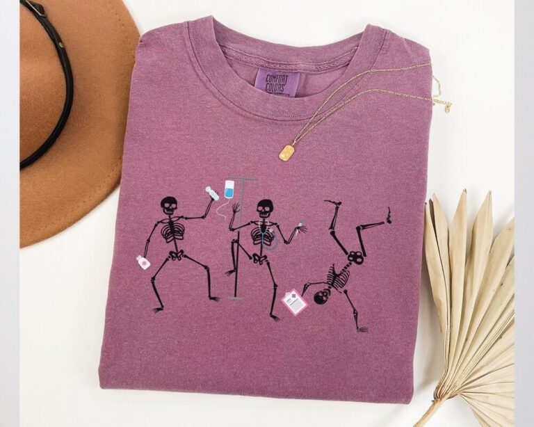 Spooky Skeleton Nurse T-shirt, Funny Halloween Gift for Healthcare Workers