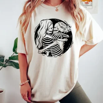 Aesthetic Skeleton Lesbian Couple Shirt, Matching Queer Love Apparel, Pride Month, Gay Gift Aesthetic Skeleton Lesbian Couple Shirt, Matching Queer Love Apparel, Pride Month, Gay Gift