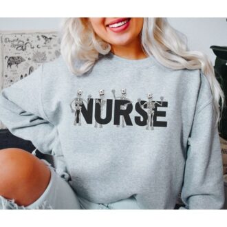 Skeleton Nurse Shirt, Spooky Season RN Sweatshirt, Cute Halloween Nurse Tee Skeleton Nurse Shirt, Spooky Season RN Sweatshirt, Cute Halloween Nurse Tee