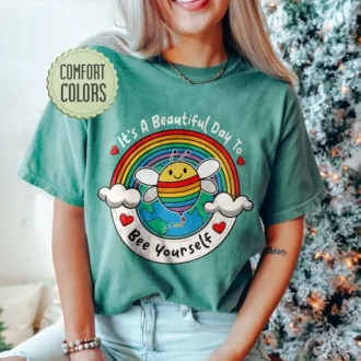 LGBT Bee Yourself Comfort Colors Shirt - Bisexual Shirt - LGBTQ Shirt - Pride Rainbow Shirt - Pride Month Tshirt