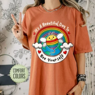 LGBT Bee Yourself Comfort Colors Shirt - Bisexual Shirt - LGBTQ Shirt - Pride Rainbow Shirt - Pride Month Tshirt
