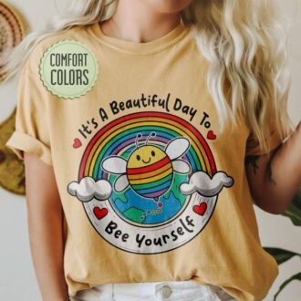 LGBTQ Pride Comfort Colors Shirt, Bee Yourself Tee, Bisexual, Rainbow, Gay, Lesbian T-Shirt
