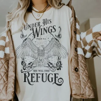 Under His Wings Shirt - Jesus Tshirt - Worship Shirt - Christian Gift - Christian TShirts - Bible Verse Shirt