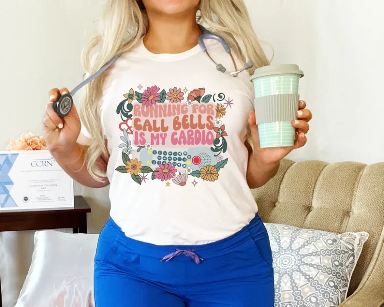 Flower Nurse Shirt, Running For Call Bells Is My Cardio Tee, Nurse Assistant, Patient Care Tech Gift
