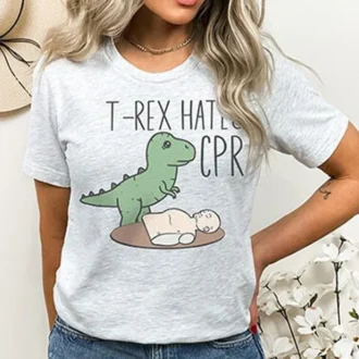 Funny Nurse Shirt - T-Rex Hates CPR Shirt - ICU Critical Care Nurse Shirt - Nurse Gift - Nurse Tshirt