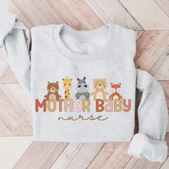 Mother Baby Nurse Sweatshirt, Labor & Delivery Nursing Gift, Postpartum Nurse Tee, Cute L&D Nurse Shirt
