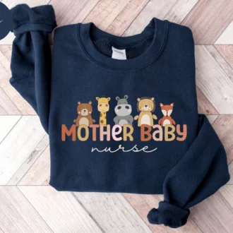Mother Baby Nurse Sweatshirt, Labor & Delivery Nursing Gift, Postpartum Nurse Tee, Cute L&D Nurse Shirt