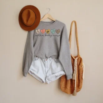Mother Baby Nurse Sweatshirt, L&D Nurse, Postpartum Nurse, Labor Delivery Nursing Gift