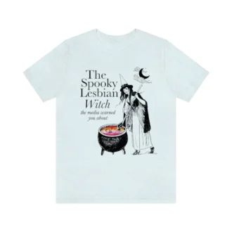 Vintage Lesbian Shirt - The Spooky Lesbian Witch The Media Warned You About Shirt - LGBTQ Pride Shirt - Queer Pride Gift