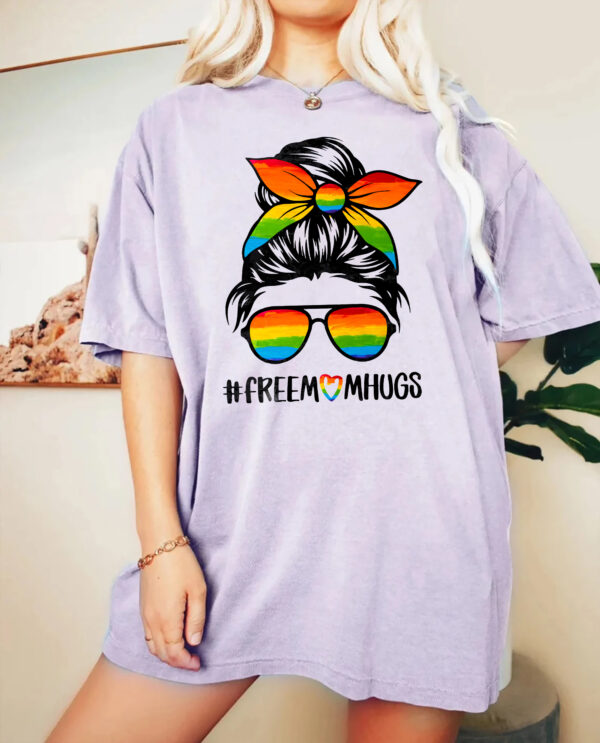 LGBT Mom Pride Shirt, Free Mom Hugs, Proud Rainbow Mama Tee, Gay Lesbian Mom Apparel